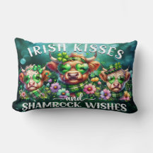 St. Patrick's Day Highland Kuh Lumbar Pillow
