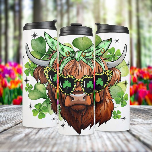 St. Patrick's Day Highland Kuh Thermal Tumbler Thermosbecher