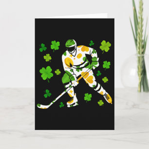 St Patricks Day Hockey Shamrock Vintage Stock Sain Karte