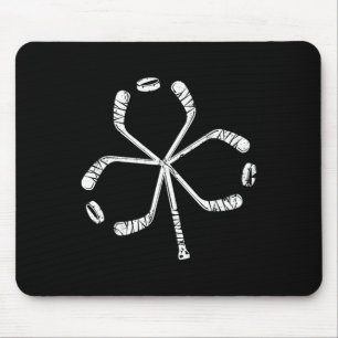 St Patricks Day Hockey Shamrock Vintage Stock Sank Mousepad