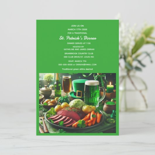 St Patrick's Day Holiday Dinner Einladung (Stehend Vorderseite)