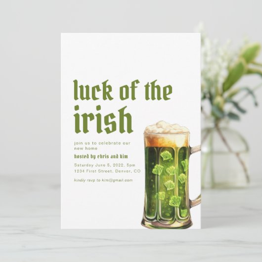 St. Patrick's Day Housewarming Party Einladung (Stehend Vorderseite)