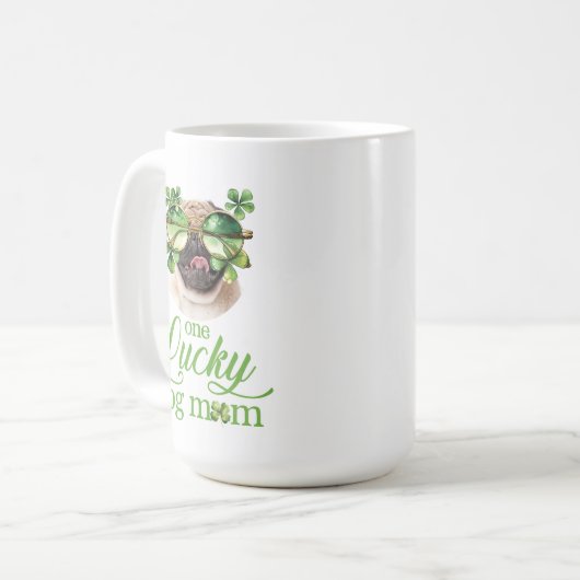 St Patrick's Day Hund Mama Custom Foto Funny Kaffeetasse (Vorderseite Links)