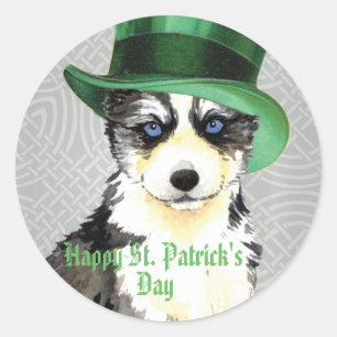 St. Patrick's Day Husky Runder Aufkleber