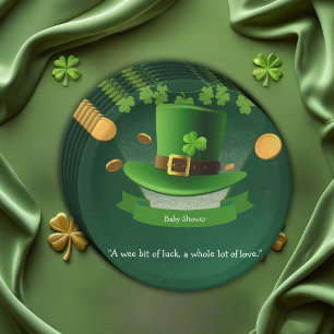 St. Patrick's Day Hut Shamrock Gold Babyparty Pappteller