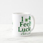 St. Patrick's Day I Feel Lucky Green Shamrock Trio Kaffeetasse (VorderseiteRechts)