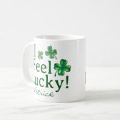 St. Patrick's Day I Feel Lucky Green Shamrock Trio Kaffeetasse (Vorderseite Links)