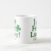 St. Patrick's Day I Feel Lucky Green Shamrock Trio Kaffeetasse (Mittel)
