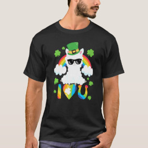 St Patricks Day I Liebe You Llama Rainbow Heart U T-Shirt