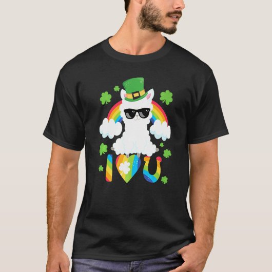 St Patricks Day I Liebe You Llama Rainbow Heart U T-Shirt (Vorderseite)