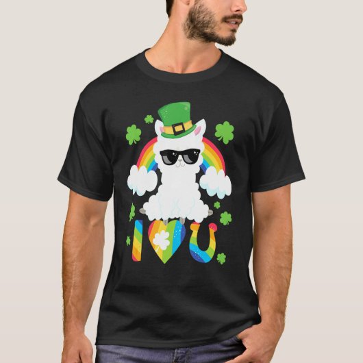 St Patricks Day I Liebe You Llama Rainbow Heart U T-Shirt (Vorderseite)