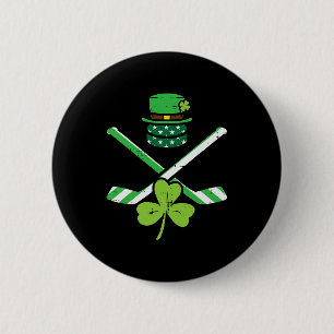 St Patricks Day Ice Hockey Saint Pattys Irish Men Button