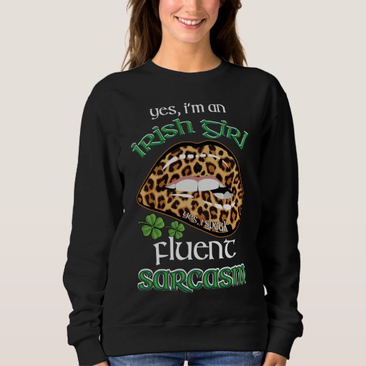 St.Patrick's Day Ich bin eine irische Frau Leopard Sweatshirt (Vorderseite)