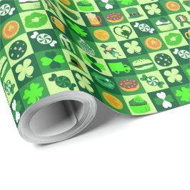 St. Patrick's Day Icons Nahtloses Muster Geschenkpapier