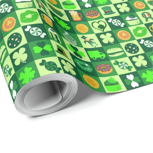 St. Patrick's Day Icons Nahtloses Muster Geschenkpapier (Rolleneckpunkt)