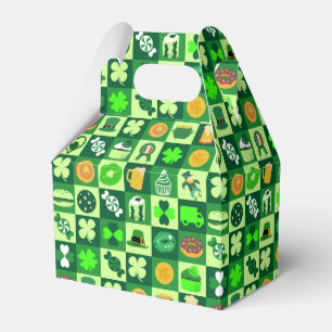 St. Patrick's Day Icons Nahtloses Muster Geschenkschachtel