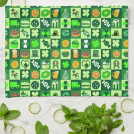 St. Patrick's Day Icons Nahtloses Muster Geschirrtuch