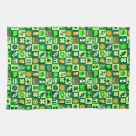St. Patrick's Day Icons Nahtloses Muster Geschirrtuch