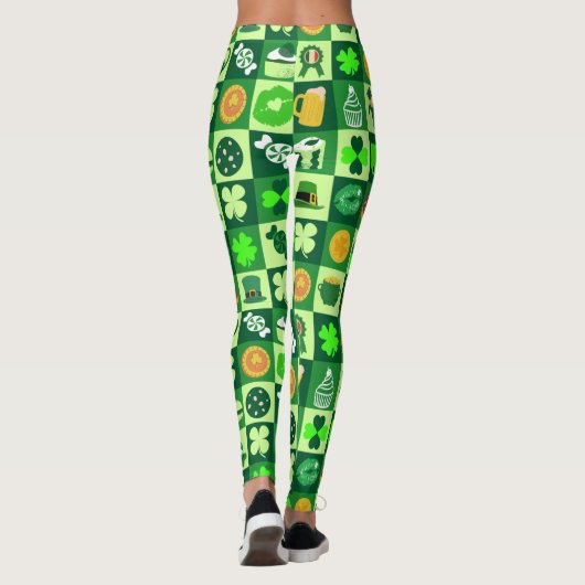 St. Patrick's Day Icons Nahtloses Muster Leggings (Rückseite)