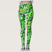 St. Patrick's Day Icons Nahtloses Muster Leggings (Vorderseite)