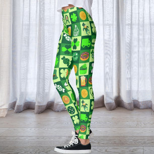 St. Patrick's Day Icons Nahtloses Muster Leggings