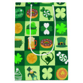 St. Patrick's Day Icons Nahtloses Muster Mittlere Geschenktüte (Rückseite)