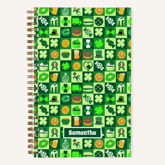 St. Patrick's Day Icons Nahtloses Muster Notizblock (Vorderseite)
