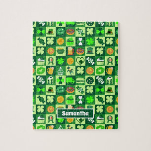 St. Patrick's Day Icons Nahtloses Muster Puzzle