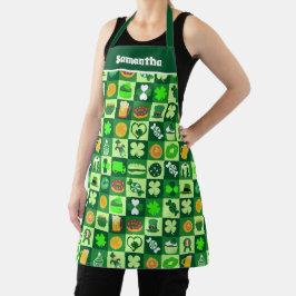 St. Patrick's Day Icons Nahtloses Muster Schürze