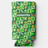 St. Patrick's Day Icons Nahtloses Muster Selters Dosenkühler (Rückseite)