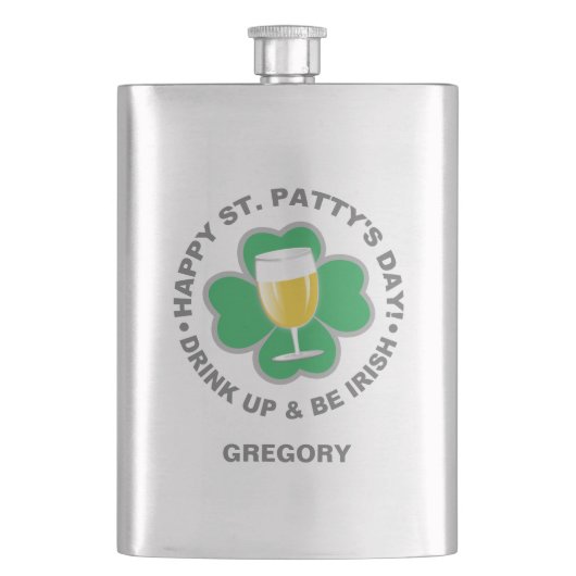 St. Patrick's Day individuelle Name Flachmann (Vorderseite)