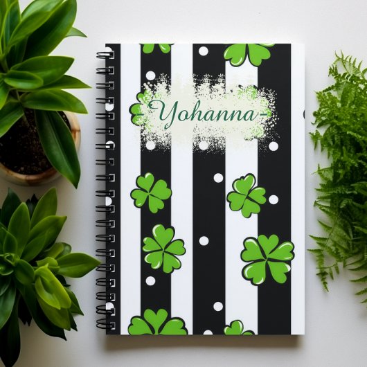 St. Patrick's Day Individuelle Name, Streifen & Cl Notizblock
