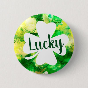 St. Patrick's Day Ink Spritzer Lucky Kleeblatt Button