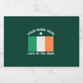 St Patrick's Day Ireland Flag Custom Name Shamrock Alkoholflaschenetikett (Einzelnes Label)