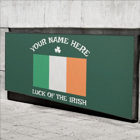 St Patrick's Day Ireland Flag Custom Name Shamrock Banner