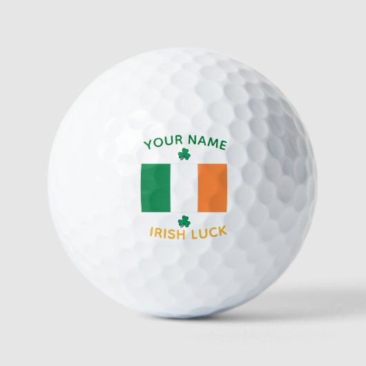 St Patrick's Day Ireland Flag Custom Name Shamrock Golfball (Vorderseite)