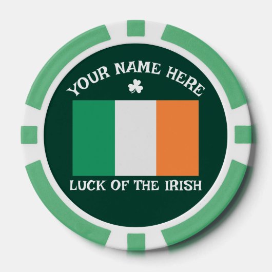 St Patrick's Day Ireland Flag Custom Name Shamrock Pokerchips (Vorderseite)