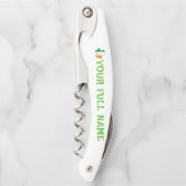 St Patrick's Day Ireland Flag Shamrock Custom Name Kellnermesser (Vorderseite)