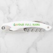 St Patrick's Day Ireland Flag Shamrock Custom Name Kellnermesser (Vorderseite)
