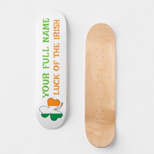 St Patrick's Day Ireland Flag Shamrock Custom Name Skateboard (Vorderseite)