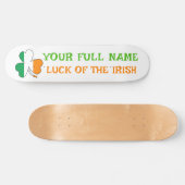 St Patrick's Day Ireland Flag Shamrock Custom Name Skateboard (Horizontal)