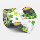 St Patricks Day Ireland Green Clover Leprechaun Krawatte (Gerollt)