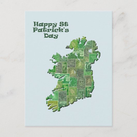 St Patrick's Day Ireland in Briefmarke Karte (Vorderseite)