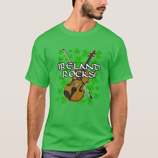 St Patricks Day Ireland Rocks Irish Fiddle Violin T-Shirt (Vorderseite)