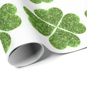 St. Patrick's Day, irisch grün glitzerndes Kleebla Geschenkpapier