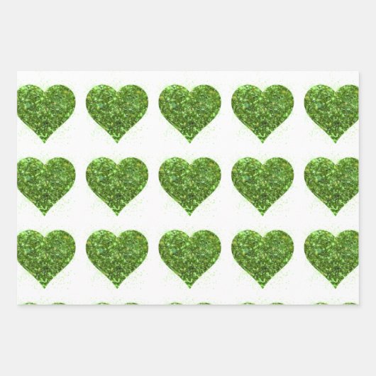 St. Patrick's Day, irisch grün glitzerndes Kleebla Geschenkpapier Set (Vorderseite 2)