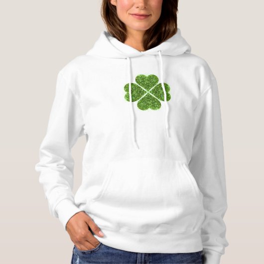 St. Patrick's Day, irisch grün glitzerndes Kleebla Hoodie (Vorderseite)