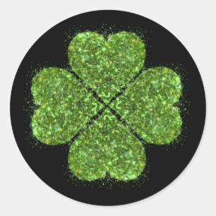 St. Patrick's Day, irisch grün glitzerndes Kleebla Runder Aufkleber