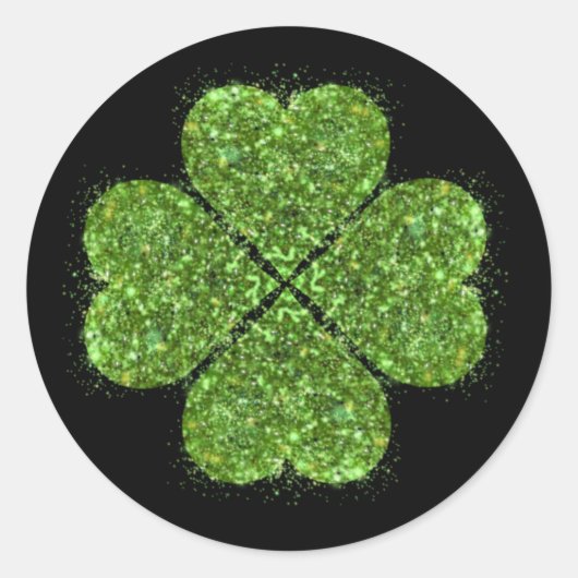 St. Patrick's Day, irisch grün glitzerndes Kleebla Runder Aufkleber (Vorderseite)