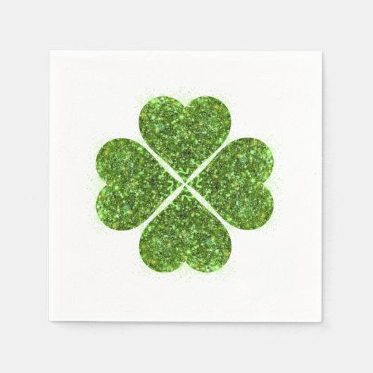 St. Patrick's Day, irisch grün glitzerndes Kleebla Serviette (Vorderseite)